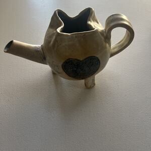 Rustic Stoneware Art Pottery Teapot Three Legged